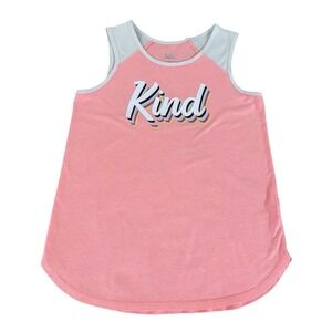 Justice Tank Top Salmon Colored "Kind" On Front Scoop Hemline Girls Size 12